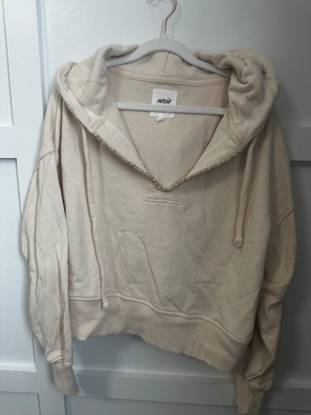 Aerie Sz Sm Embellished Hooded Sweatshirt Top